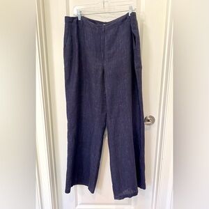 Talbots Navy Lightweight Linen Dark Blue Pants Size 16